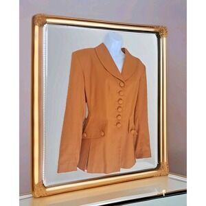 Spiegel Ebony Style Blazer 12 Gold 6 Button Faux Pockets Shoulder Pads Vintage